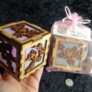 Sakura Cherry Blossom 3-inch laser cut cube kit with translucent film and pink LED image 2