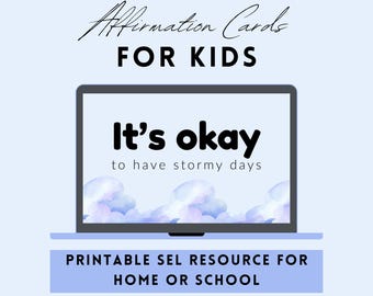 Carte di affermazione a tema nuvola per bambini: mentalità positiva, angolo calmo (download PDF)