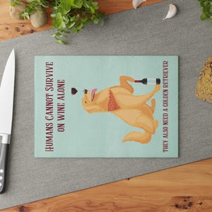 Golden Retriever Glass Cutting Board, Kitchen Decor, Dog Lover Gift, Wine and Cheese Board, Housewarming Present, Holiday Host Gift, Wine