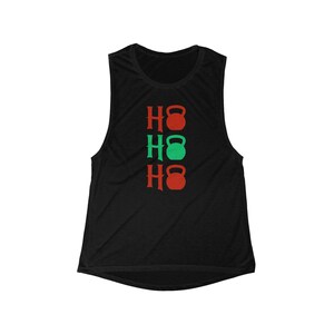 Christmas Kettlebell Womens Tank, Santa Workout Muscle Tee, Holiday Fitness Shirt, Gym Xmas Apparel, Funny Exercise Top, Fitness Lover Gift