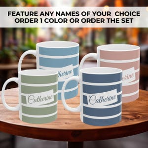 Custom House Coffee Cup Personalized Name Gift for New Home Present Striped Mug with Initial Ceramic Design Custom Keepsake Wedding Gift