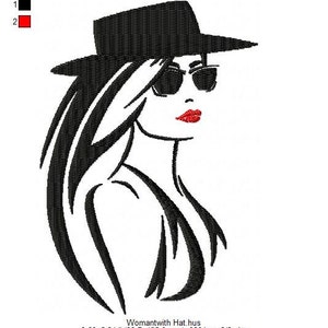 Beautiful Woman with Hat Embroidery Design