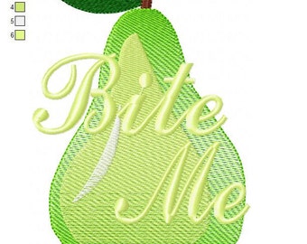 Bite me Pear Embroidery Design