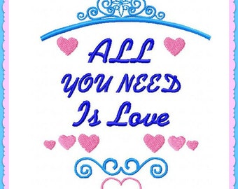 All You Need Is Love Chalk Board Embroidery Design