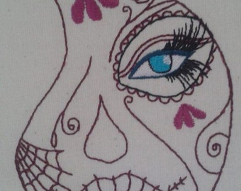 Sugar Skull Face Embroidery Design