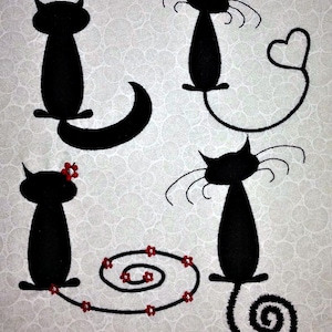 Silhouette Cats Embroidery Design Set