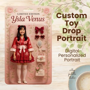 Custom Toy Drop Portrait Personalized Action Figure Set Digital Portrait Download Custom Unique Gift Toy Figure Art Illustration Digital Toy