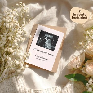 Minimalistische zwangerschap aankondiging bewerkbare sjabloon eenvoudige kaart baby onthullen met bloemen minimalistische sociale media onthullen digitale sjabloon