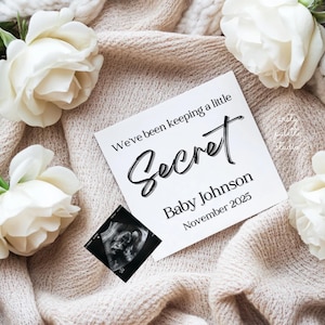 Pregnancy Announcement Template Keeping Little Secret Digital Baby Reveal Minimalist Social Media Reveal Baby Announcement Editable Template