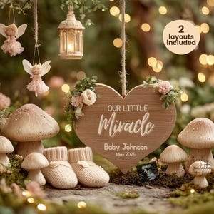 Fairytale Forest Pregnancy Announcement Digital Template Mushroom Fairies Baby Dust Social Media Enchanted Baby Reveal Editable Digital