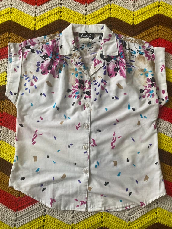 Flower Button up Blouse - image 1