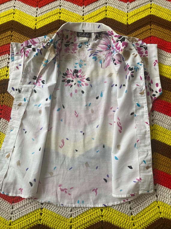 Flower Button up Blouse - image 3