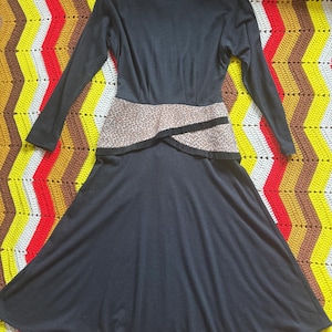 Black Dress w/Leopard Print Details