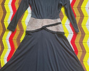 Black Dress w/Leopard Print Details