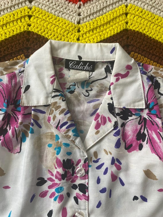 Flower Button up Blouse - image 2