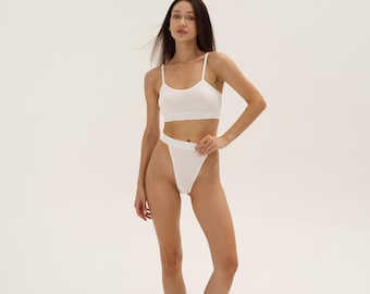 Romantic Women’s Day Lingerie Set, Cotton Cupless Bralette and Bottoms, Soft Stretch Feminine Underwear, Gift for women day
