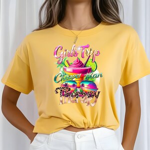 Girls Trip T-Shirt: Cheaper Than Therapy - Tropical Vacation Tee