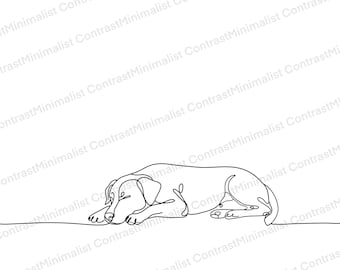 Schlafender Hund Linie Kunst Druck - Minimalistische Hunde Illustration - Modernes Haustier Liebhaber Geschenk - One Line Hund Zeichnung - Digital Download