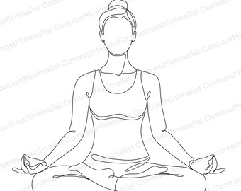 Yoga Line Art Wall Art - Minimalist Meditation Printable - One Line Drawing Digital Download