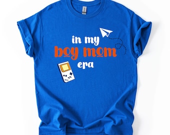 In My Boy Mom Era T-Shirt, Retro Gameboy & Paper Airplane Graphic Tee, Casual Mom Life Apparel, Perfect Gift for Boy Moms, Mother's Day Gift