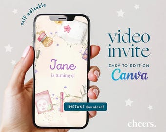スパデーのセルフ編集可能なビデオ招待状 - Canva テンプレート - スパ パーティー招待状 - 贅沢な誕生日招待状