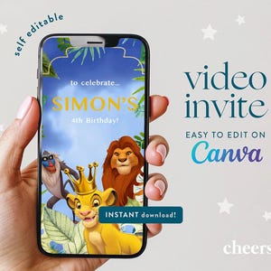 Lion King SELF EDITABLE Video Invitation - Canva template - Lion King Invitation