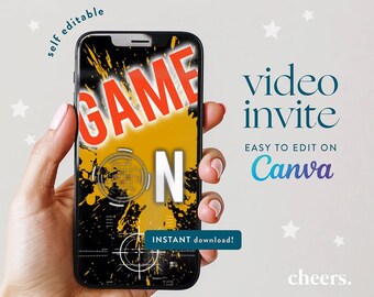 Paintball SELF EDITABLE Video invitation - Canva template - Paintball Birthday Invite