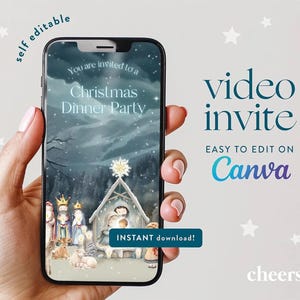 Silent Night Premium Weihnachtskarte Einladung - SELF EDITIERBARE - Weihnachtsgeschichte Luxus Karte