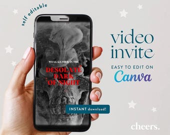 Horror Story Halloween SELF EDITABLE Video Invitation - Canva Template - Halloween Party invite