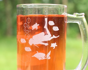 SCUBA Diving  mug 16 oz Etched Mug Stein