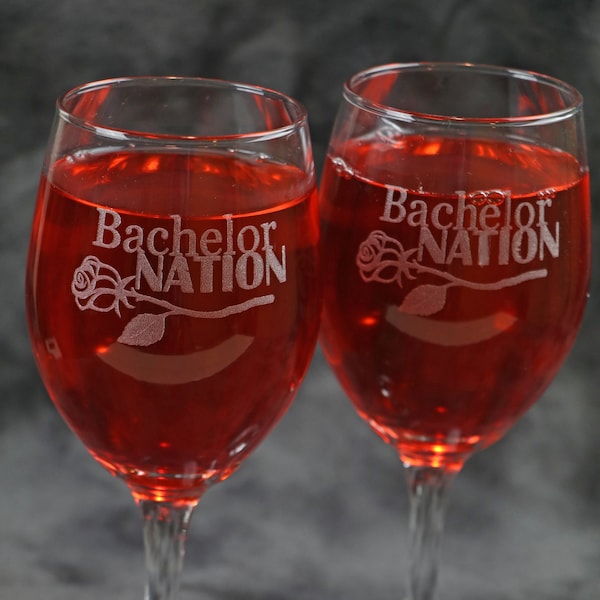 Bachelor Nation Etched Wine Glasses  White wine Set Of 2