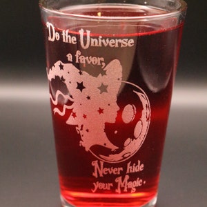 Never Hide your magic Witch full moon Etched wine or Pub beer Glasses set of 2 or single