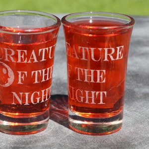 Creature of the night Goth Vampire Halloween  shot glasses sets of 8, 6, 4 or 2