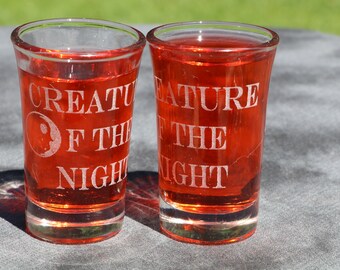 Creature of the night Goth Vampire Halloween  shot glasses sets of 8, 6, 4 or 2