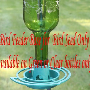 NEW ETCHED Dragonflies Recycled Wine bottle Hummingbird feeder in Clear, Blue or Green bird seed base