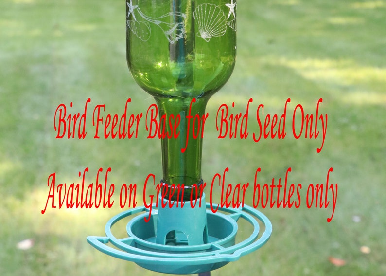 NEW ETCHED Dragonflies Recycled Wine bottle Hummingbird feeder in Clear, Blue or Green bird seed base