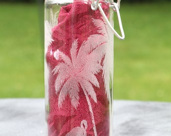 Stash Jar Paradise found Palm tree and flamingo with clamp seal