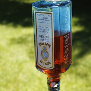 Recycled Bombay Sapphire 375ml bottle Hummingbird feeder