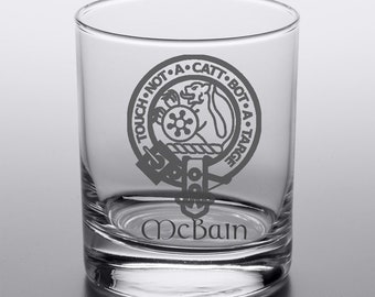 Family Crest Outlander inspired Etched Wine, pub, pint, rocks, dram Glasses  White wine Single or Set Of 2