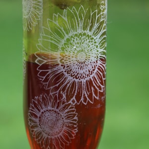 Tournesols gravés Bouteille de vin recyclée Mangeoire pour colibris ou oiseaux