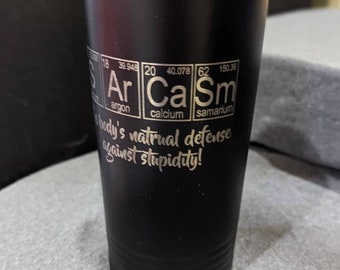 Sarcasm periodic table 16 oz. stainless steel tumbler travel mug with bpa free lid