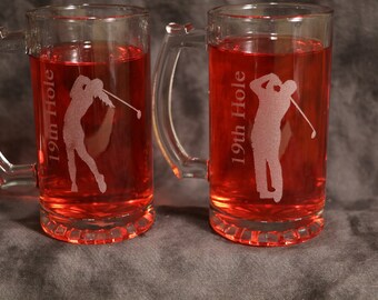 Golf 19th hole 16 oz etched or frosted  Mug stein