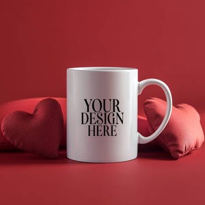 Valentinstag Becher Mockup Weiße Kaffeetasse, 11 Unze weiße Keramikbecher Mockup, Valentinstag Hintergrundfoto, sofortiger digitaler Download