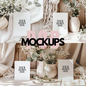 4 Boho Card Mockup Bundle, Invitation Mock-up, Greeting Card Mockup, Invitation Card Mockup, Birthday Card Mockup JPG Digital Download