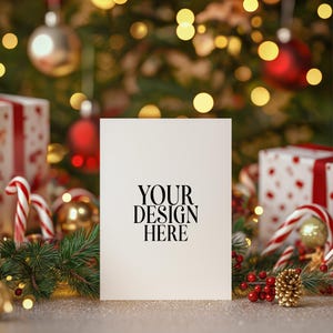 Weihnachtskarte Mockup, Weihnachtsgrußkarte Mockup, 5x7 Kartenmodell, Einladung Mockup, POD-Kartenmodell, rustikales Weihnachtskartenmodell