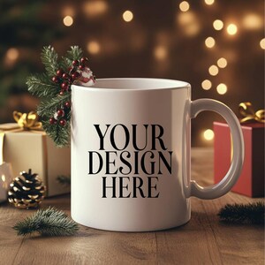 Christmas Mug Mockup: 11oz White Coffee Cup (JPEG Digital Download)