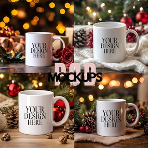 Christmas Mug Mockup Bundle: 11oz White Coffee Cup (Digital Download)