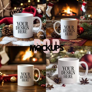 Christmas Mug Mockup Bundle: 11oz White Coffee Cup (Digital Download)