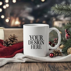 Christmas Mug Mockup: 11oz White Coffee Cup (JPEG Digital Download)