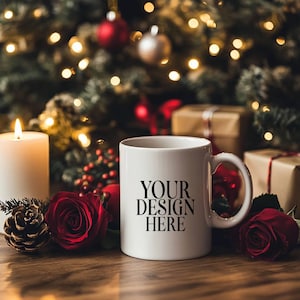 Christmas Mug Mockup: 11oz White Coffee Cup (JPEG Digital Download)